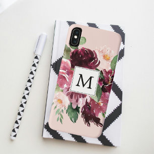 Case-Mate iPhone Case Fleurs d'aquarelle modernes Monogrammes