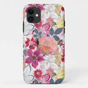 Case-Mate iPhone Case Fleurs d'aquarelle rose et rouge.