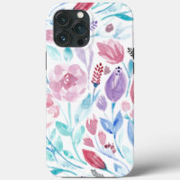 Fleurs d'aquarelle rose Turquoise bleu printemps