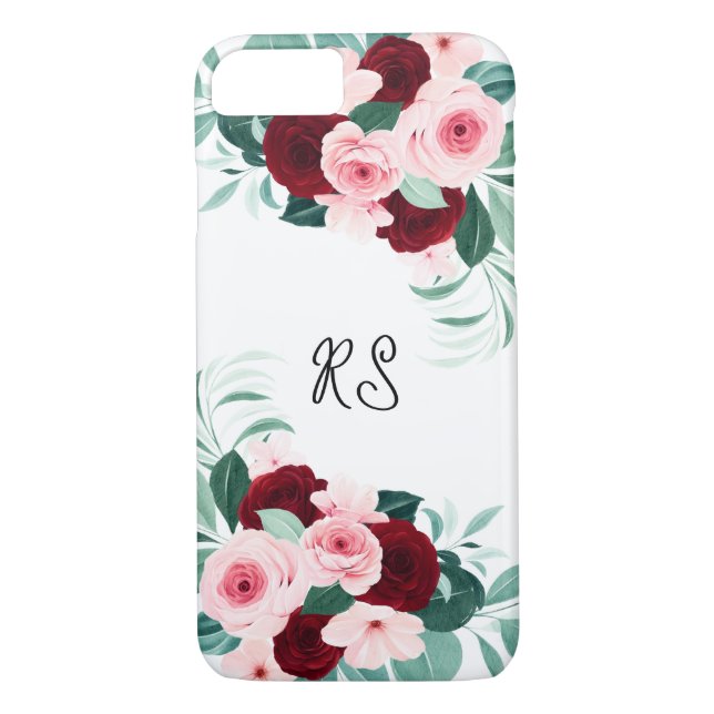 Coques Case-Mate iPhone Fleurs d'aquarelle rouge et rose (Dos)