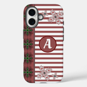 Coque Pour iPhone 16 Fleurs d'art en style rétro avec monogramme