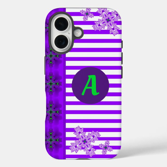 Coques Case-Mate iPhone Fleurs d'art en style rétro avec monogramme (Verso)
