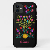 Fleurs d'art folklorique mexicaine Fiesta Noir Per