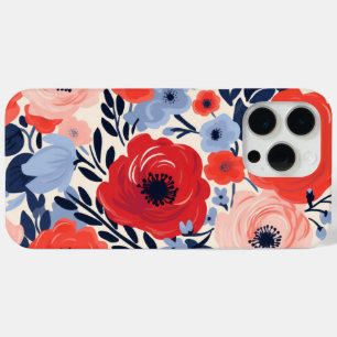 Coque Case-Mate iPhone Fleurs de aquarelle rouge blanc bleu modernes colo