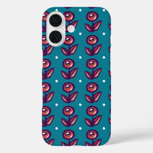 Coque Pour iPhone 16 Fleurs de bulles en Bleu - Floral nature mignonne