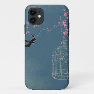 Coques Pour iPhone Fleurs de cerisier et cage à oiseaux