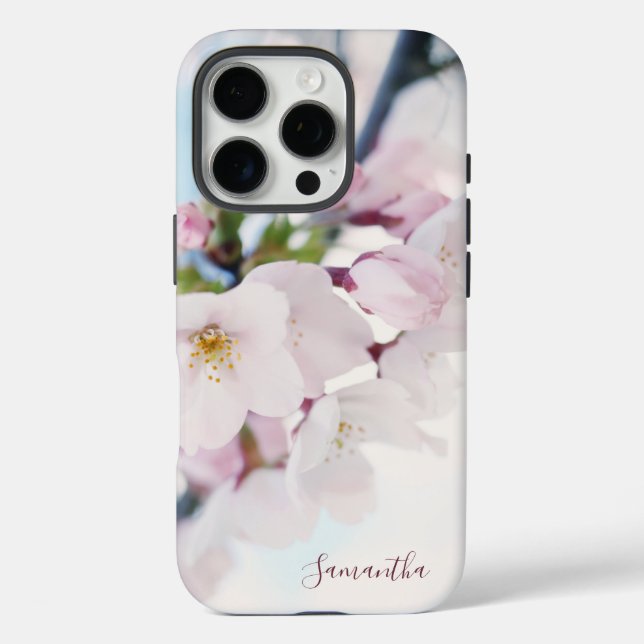 Coques Case-Mate iPhone Fleurs de cerisier rose clair Floral Personnalisé (Verso)