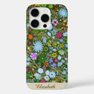 Coque iPhone 16 Pro Fleurs de champ vert sauvage personnalisées
