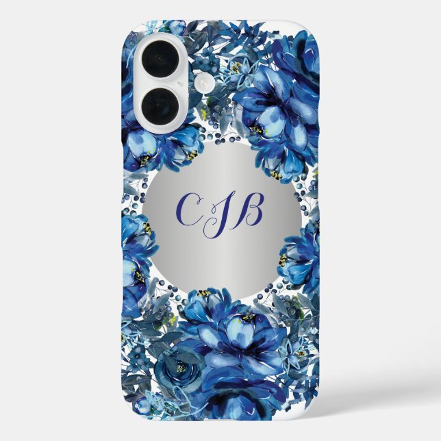 Coques Case-Mate iPhone Fleurs de cobalt bleu élégant  (Verso)