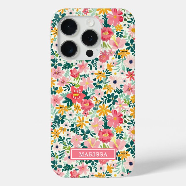 Coques Case-Mate iPhone Fleurs de Corail Ditsy Monogrammées (Verso)