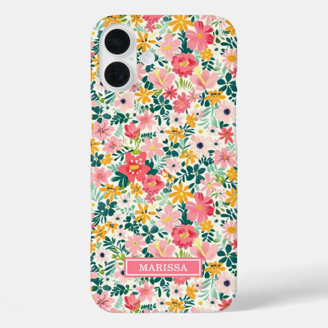 Coques Case-Mate iPhone Fleurs de Corail Ditsy Monogrammées (Verso)