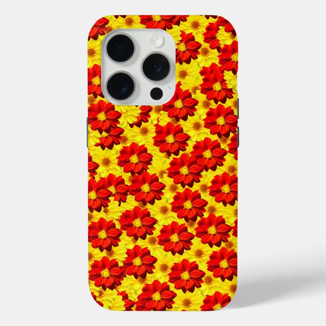 Coques Case-Mate iPhone Fleurs de dahlia rouges et jaunes (Verso)