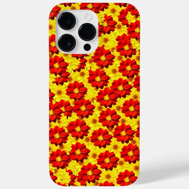 Coques Case-Mate iPhone Fleurs de dahlia rouges et jaunes (Verso)