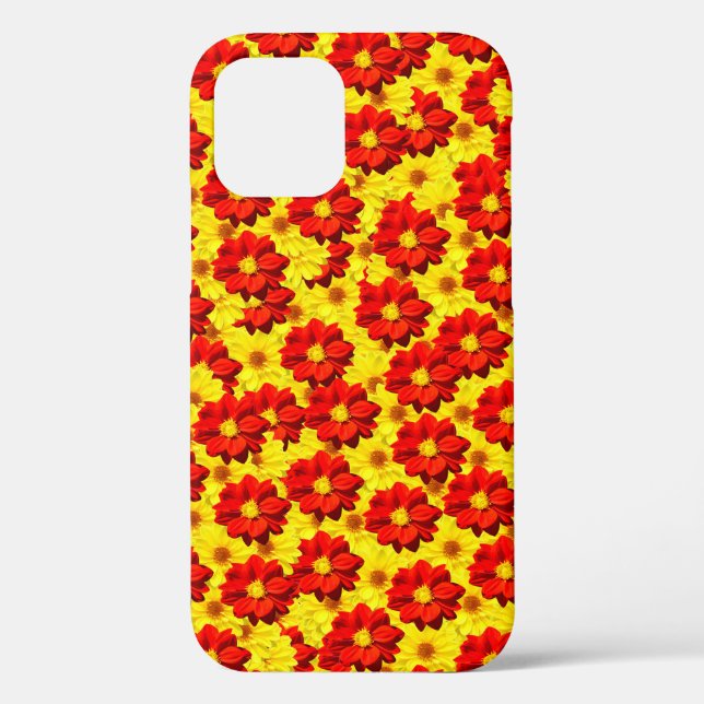 Coques Case-Mate iPhone Fleurs de dahlia rouges et jaunes (Verso)
