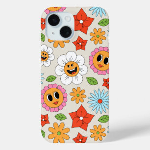 Coque Case-Mate iPhone Fleurs de dessin animé rétro Fantaisistes Joyeuses