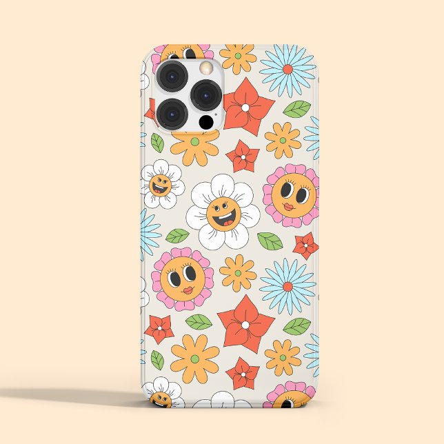 Coques Case-Mate iPhone Fleurs de dessin rétro Whimsical Happy Fun (Créateur téléchargé)
