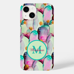 Coque Case-Mate iPhone Fleurs de figuier de Barbarie à l'aquarelle monogr