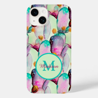 Coque Case-Mate iPhone Fleurs de figuier de Barbarie à l'aquarelle monogr