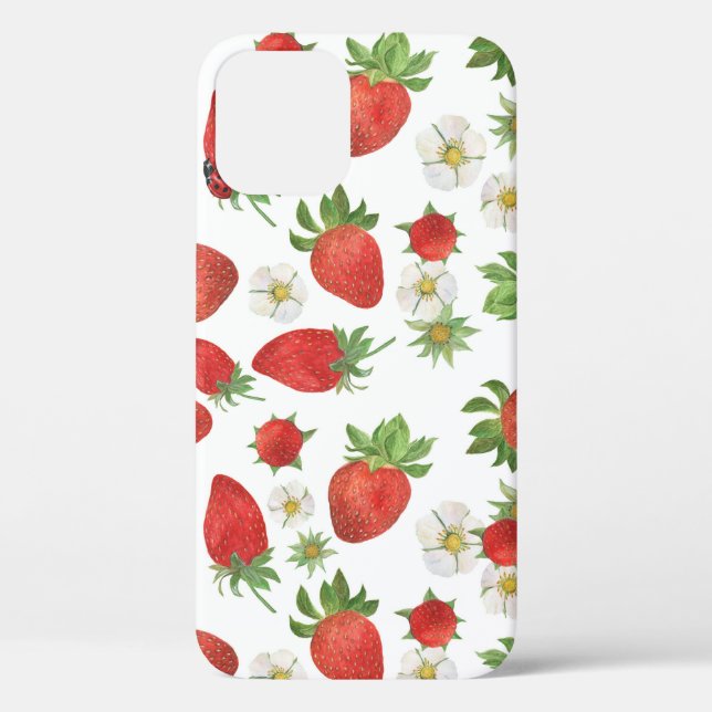 Coques Case-Mate iPhone Fleurs de fraises : Aquarelle Art sans fil (Verso)