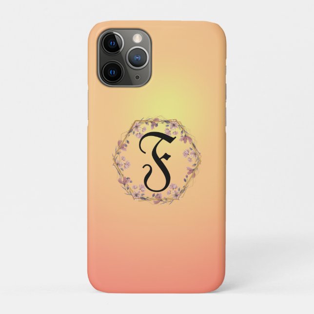 Coques Case-Mate iPhone Fleurs de gradient de coucher d'or moderne Monogra (Dos)