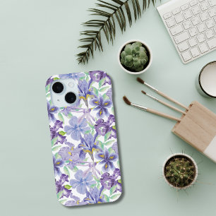 Coque Case-Mate iPhone Fleurs de iris aquarelle jaune violet