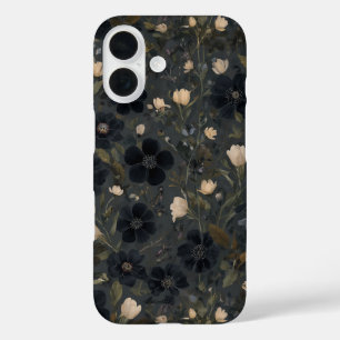 Coque Pour iPhone 16 fleurs de jardin sauvage de printemps prairie noir