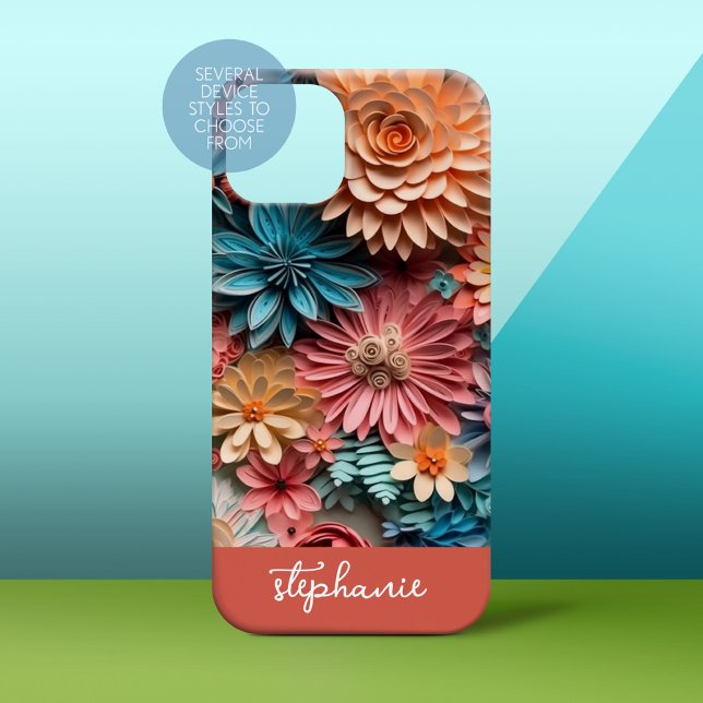 Coques Case-Mate iPhone fleurs de kirigami - boho couleurs papier artisana (Personalized Phone Case)
