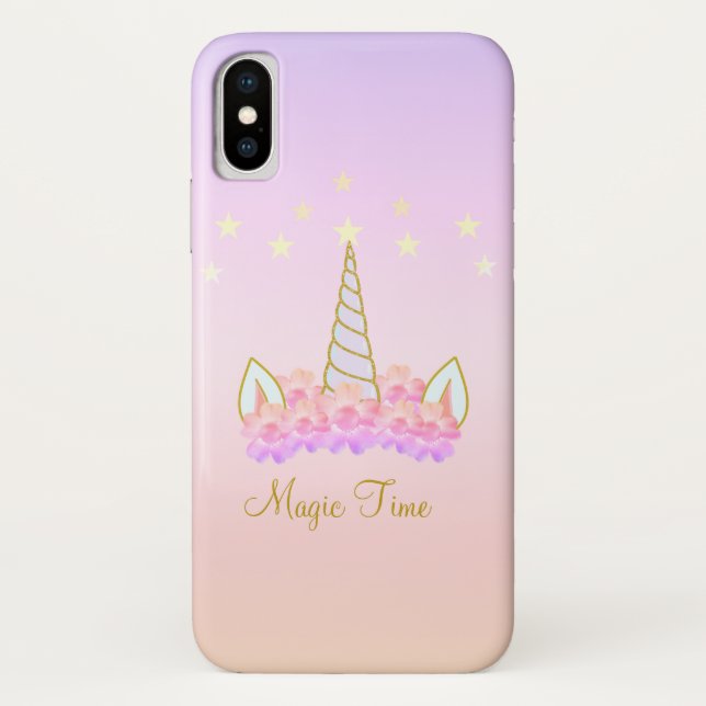 Coques Case-Mate iPhone Fleurs de licorne et étoiles (Dos)