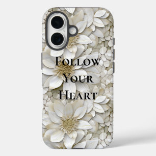 Coque Pour iPhone 16 Fleurs de Lotus Blanc Or