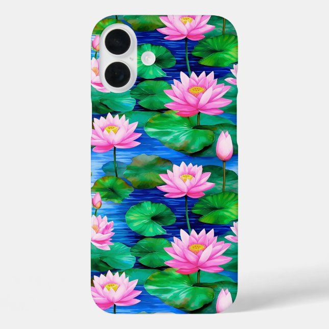 Coques Case-Mate iPhone Fleurs de Lotus roses sur un étang (Verso)