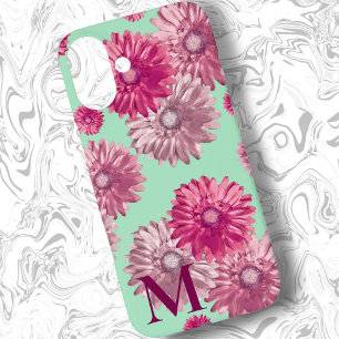 Coque Pour iPhone 16 Plus Fleurs de marguerite rose sur fleurs vertes