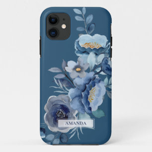 Case-Mate iPhone Case Fleurs de marine   Nom personnalisé bleu