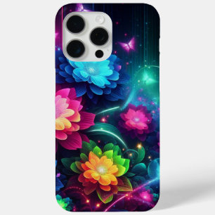 Coque Case-Mate iPhone Fleurs de néon brillantes et colorées/papillons