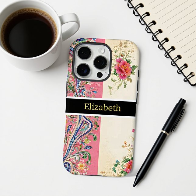 Coques Case-Mate iPhone Fleurs de paisley pastel et rose capricieux (Créateur téléchargé)
