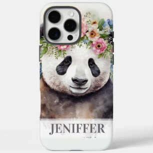 Coque iPhone 16 Pro Max Fleurs de Panda Aquarelle