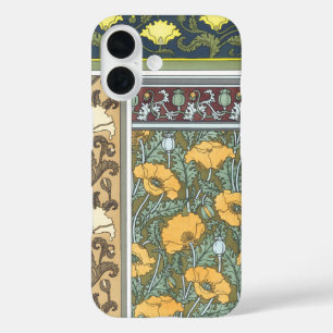 Coques iPhone 16 Fleurs de pavot Art Nouveau floral vintage