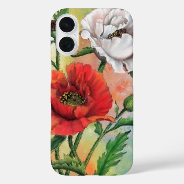 Coques Case-Mate iPhone Fleurs de pavot blanc rouge (Verso)