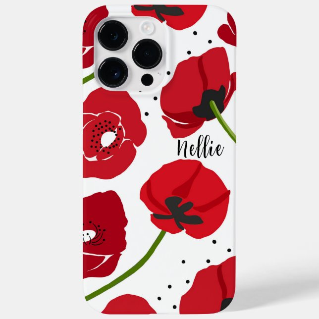 Coques Case-Mate iPhone Fleurs de pavot rouge modernes (Verso)