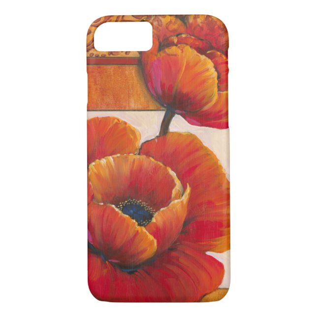 Coques Case-Mate iPhone Fleurs de pavot sur Tan et Arrière - plan orange (Dos)