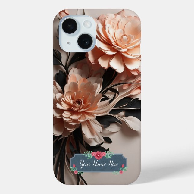 Coques Case-Mate iPhone Fleurs de Pêche d'Art Abstrait Élégant Moderne (Verso)