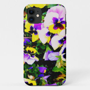 Coque iPhone 11 fleurs de pensée