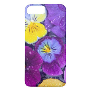 Coques Pour iPhone Fleurs de pensée flottant dans un bain d'oiseau av