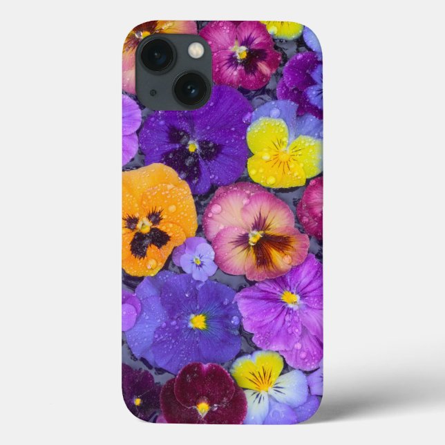 Coques Case-Mate iPhone Fleurs de pensée flottant dans un bain d'oiseaux a (Verso)