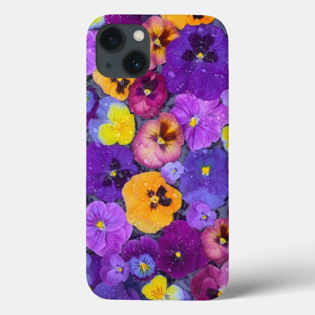Coques Case-Mate iPhone Fleurs de pensée flottant dans un bain d'oiseaux a (Verso)
