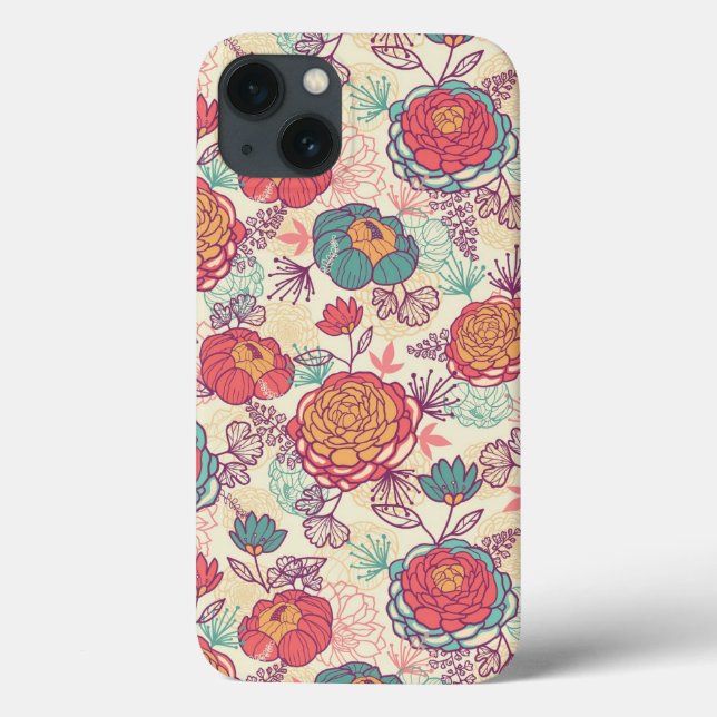 Coques Case-Mate iPhone Fleurs de pivoine et motif feuille (Verso)