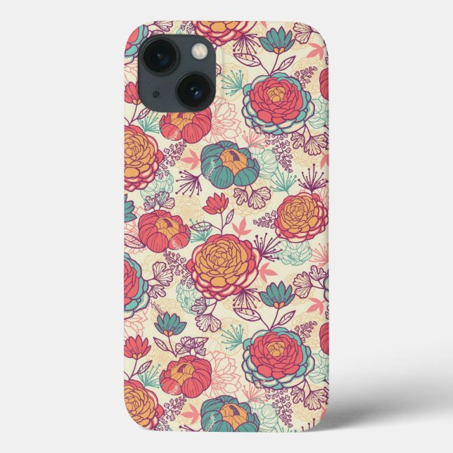 Coques Case-Mate iPhone Fleurs de pivoine et motif feuille (Verso)