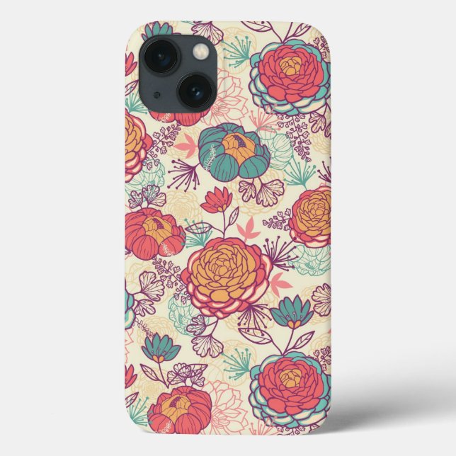 Coques Case-Mate iPhone Fleurs de pivoine et motif feuille (Verso)