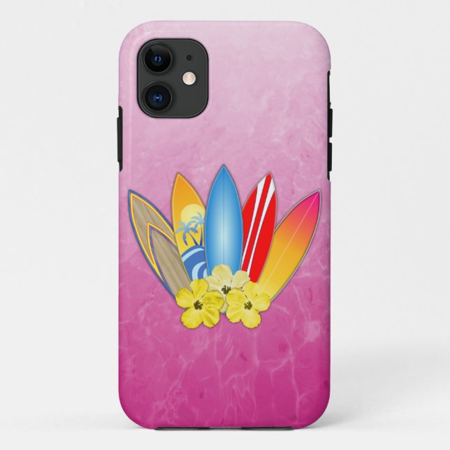 Coques Case-Mate iPhone Fleurs de planche de surf et de ketmie (Dos)