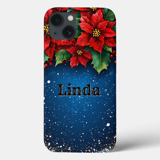 Coques Case-Mate iPhone Fleurs de Poinsettia Festives avec Neige (Verso)