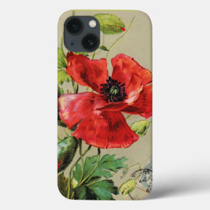 Coque Case-Mate iPhone FLEURS DE POIVRE ROUGE vintage EN GRIS